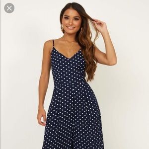 EUC Showpo Navy Spot Jumpsuit Size 8 AU (4 US)